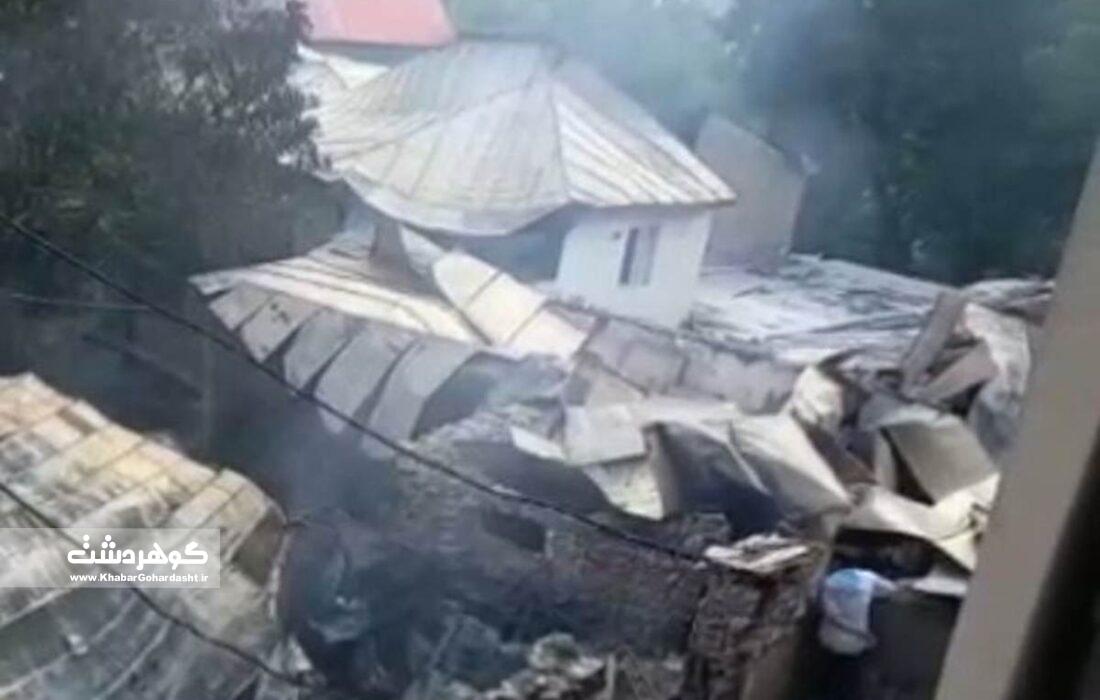 آتش سوزی ۱۶ منزل مسکونی و مسجد  در روستای لانیز